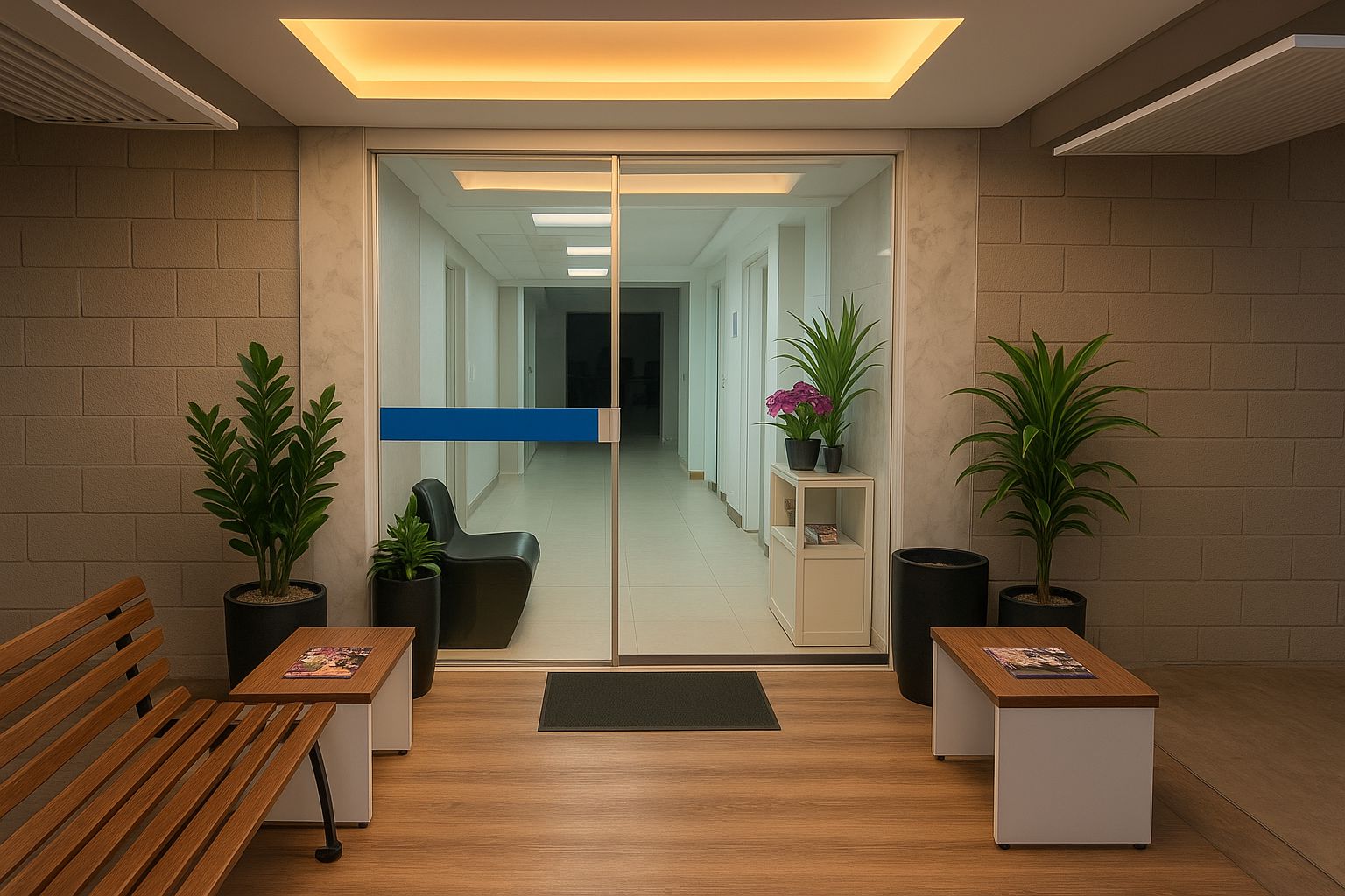 Hall de acesso aos consultórios e salas